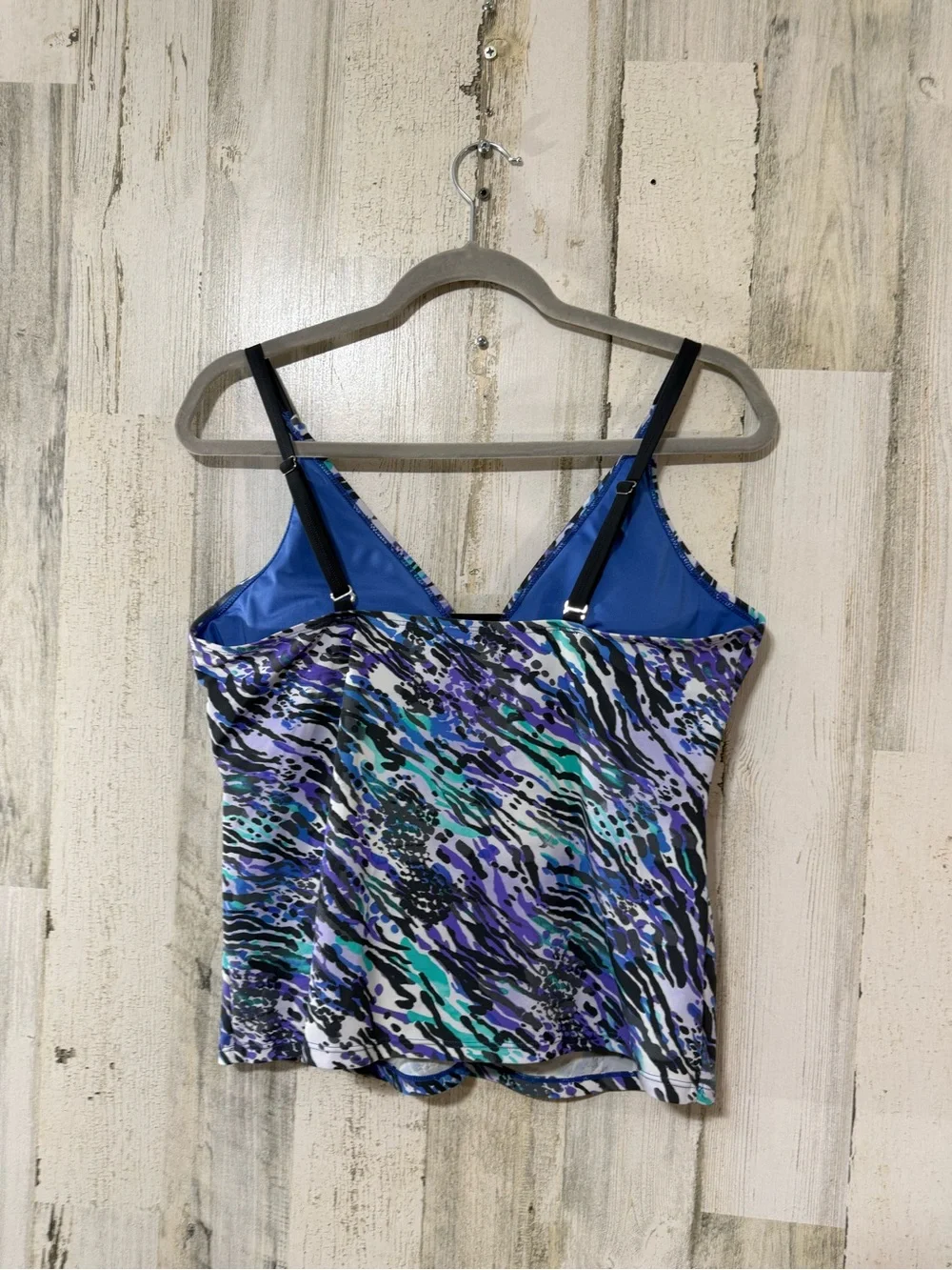Free Country Blue and Purple Abstract Swim Tankini Top
